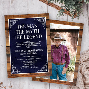 Invitation Rustic Man Myth Legend Photo 85th Birthday