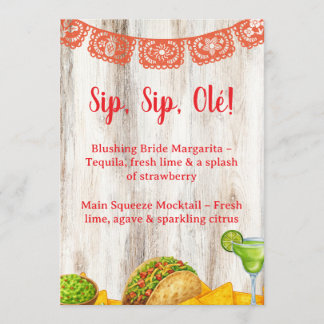 Invitation Rustic Margarita Bar Sign | Neutral Fiesta Bridal