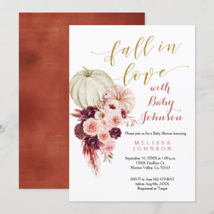 Invitation Rustic Marsala Citrouille tomber dans le Baby show