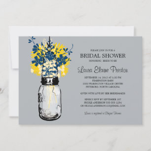 Invitation Rustic Mason Jar et Fête de l'mariée Fleur sauvage