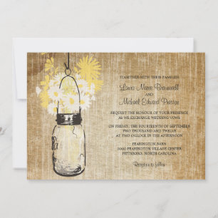 Invitation Rustic Mason Jar et Mariage Fleur sauvage