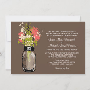 Invitation Rustic Mason Jar et Mariage Fleur sauvage