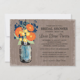Invitation Rustic Mason Jar Gerber Daisies Fête des mariées
