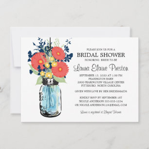 Invitation Rustic Mason Jar Gerbera Daisies Fête des mariées