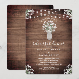 Invitation Rustic Mason Jar illumine le dîner de répétition f