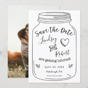 Invitation Rustic Mason Jar Sauvez la date avec la photo