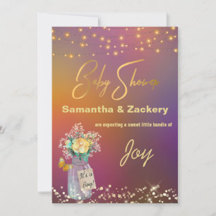 Invitation *~* Rustic Mason Jar String Baby shower
