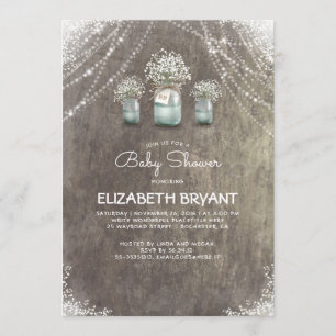 Invitation Rustic Mason Jars Baby shower mignon de respiratio