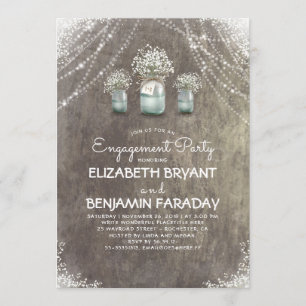 Invitation Rustic Mason Jars Bébé's Breath Engagement Party