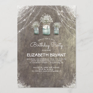 Invitation Rustic Mason Jars et la fête d'anniversaire de l'a