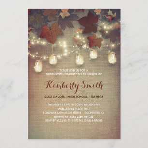 Invitation Rustic Mason Jars Lumières Automne Graduation Part