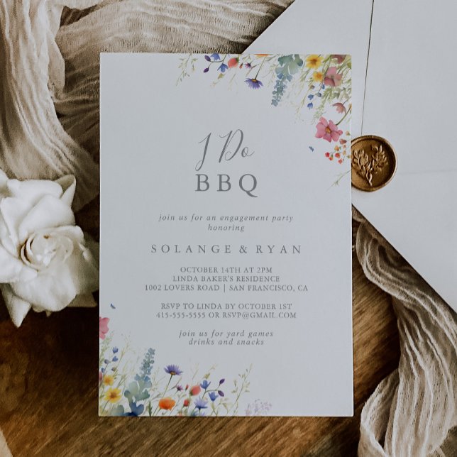 Invitation Rustic Meadow Botanical I Do BBQ Engagement Party (Créateur téléchargé)