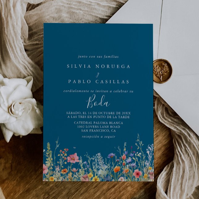 Invitation Rustic Meadow Botanical Spanish Wedding (Créateur téléchargé)