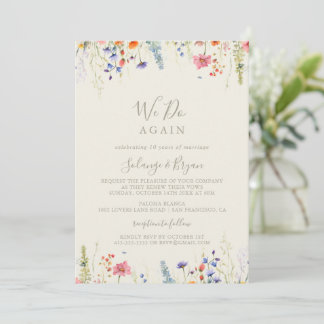 Invitation Rustic Meadow Botanical We Do Again Vow Renewal
