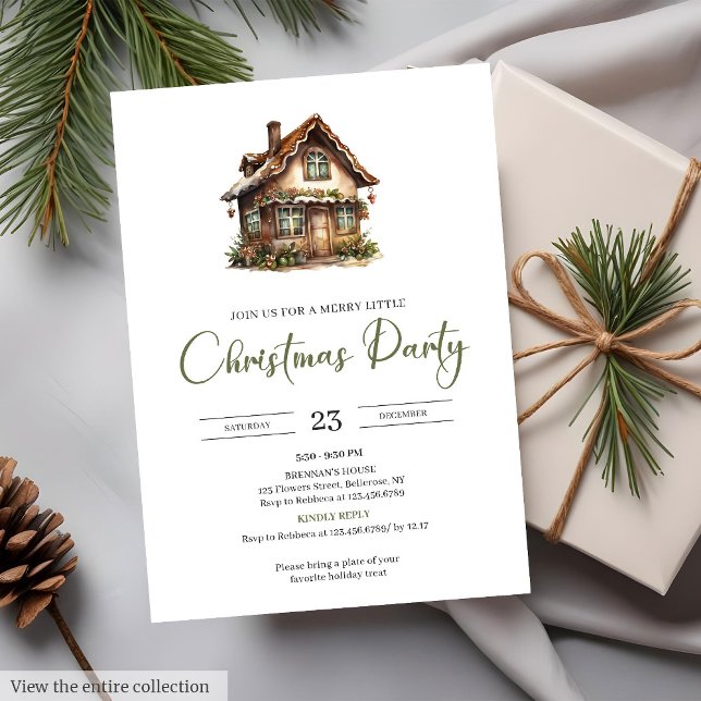 Invitation Rustic Minimalist Neutral Earthy Cozy Xmas Party  (Rustic Minimalist Neutral Earthy Cozy Xmas Party Card Invite)