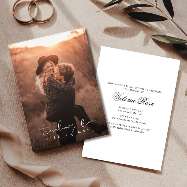 Invitation Rustic Miss À Mme Overlay Fête des mariées Photo (Créateur téléchargé)