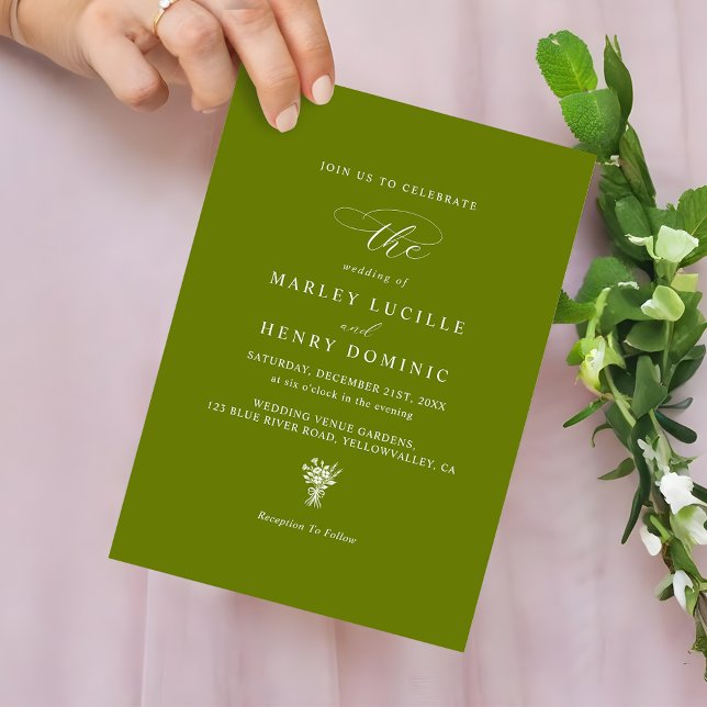 Invitation Rustic Modern Bright Olive Green Wedding (Créateur téléchargé)