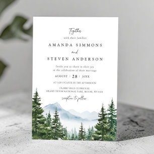 Invitation Rustic Mountain À feuillage persistant Pine Mariag
