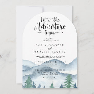 Invitation Rustic Mountain Forest Mariage d'aventure