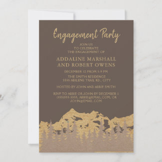 Invitation Rustic Mountain Forest Pine Trees Partie d'engagem