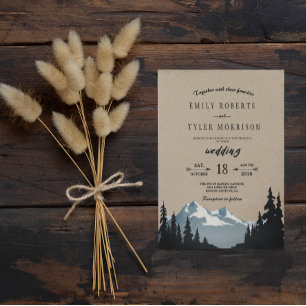 Invitation Rustic Mountain Mariage forestier