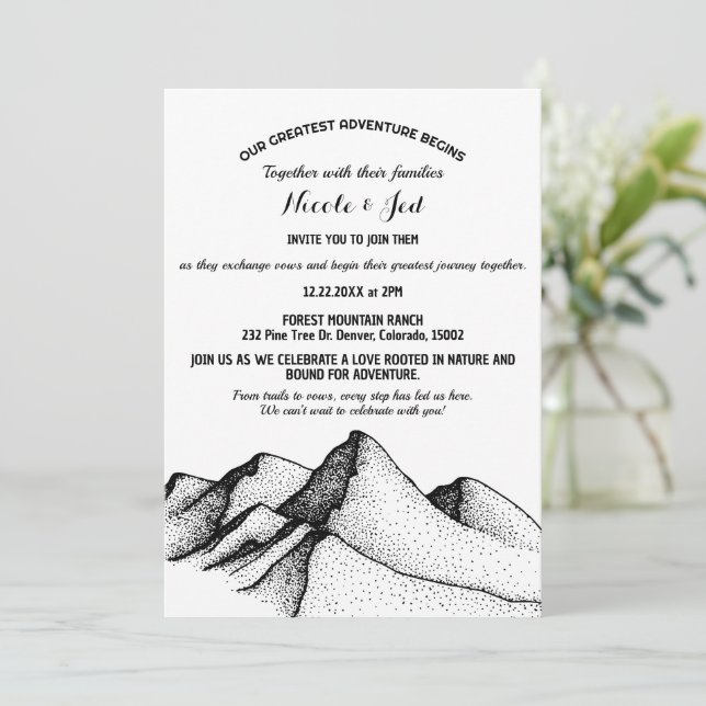 Invitation Rustic Mountain Outdoorsy Mariage d'aventure (Debout devant)