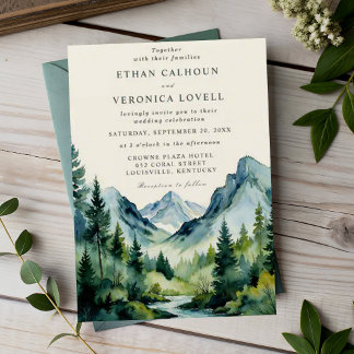 Invitation Rustic Mountain Pines Mariage de fin de semaine