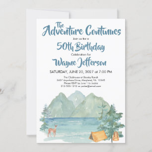 Invitation Rustic Mountain Watercolor Adventure 50e anniversa