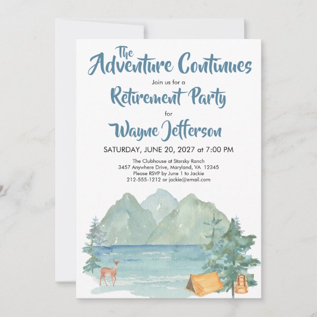 Invitation Rustic Mountain Watercolor Aventure Retraite  (Devant)