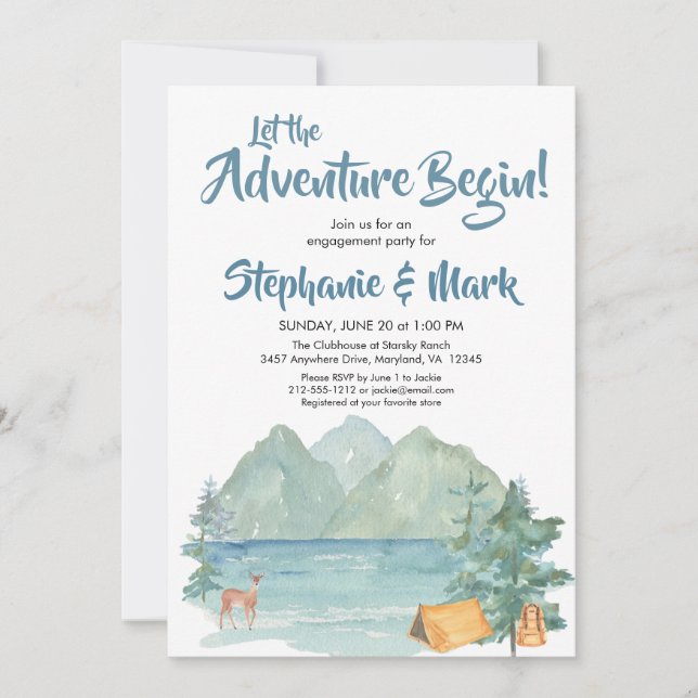 Invitation Rustic Mountains Adventure commence la partie d'en (Devant)