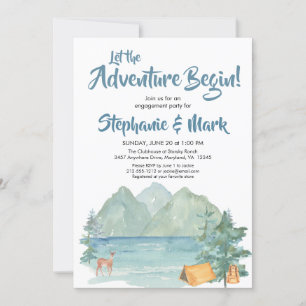 Invitation Rustic Mountains Adventure commence la partie d'en