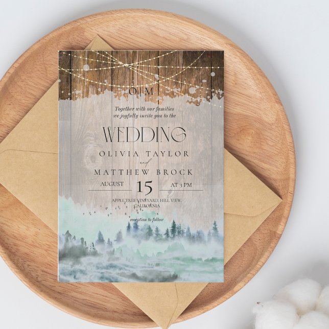 Invitation Rustic Mountains Mariage photo (Créateur téléchargé)