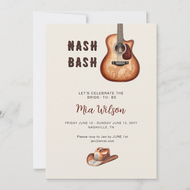 Invitation Rustic Nash Bash Bachelorette Weekend  (Devant)