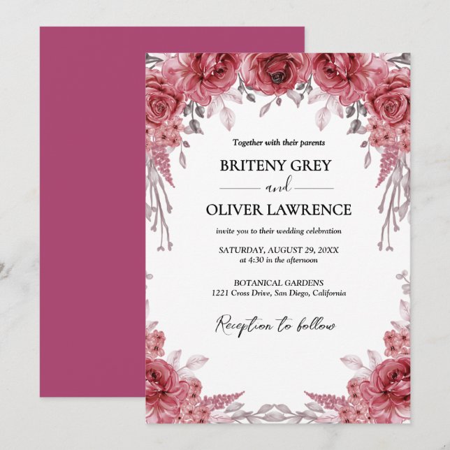 Invitation Rustic Neutral Boho Floral Wedding (Devant / Derrière)