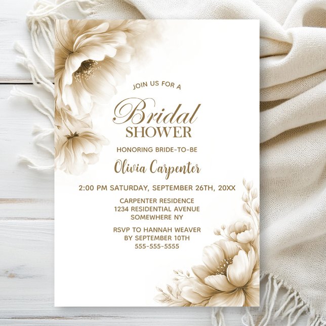 Invitation Rustic Neutral Floral Bridal Shower (Créateur téléchargé)