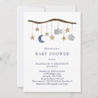 Rustic Night Sky Moon et Stars Baby shower mobile