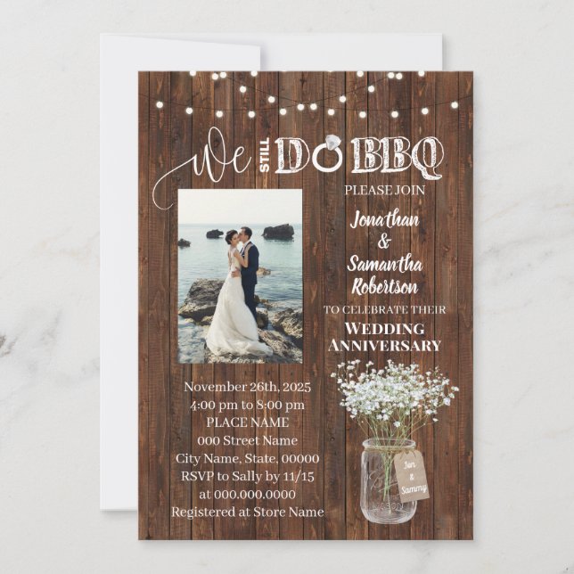 Invitation Rustic Nous faisons toujours l'anniversaire du mar (Devant)