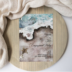 Invitation Rustic Ocean   Fête de fiançailles sur la plage