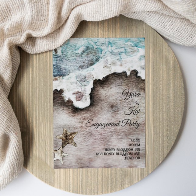 Invitation Rustic Ocean | Fête de fiançailles sur la plage (Créateur téléchargé)