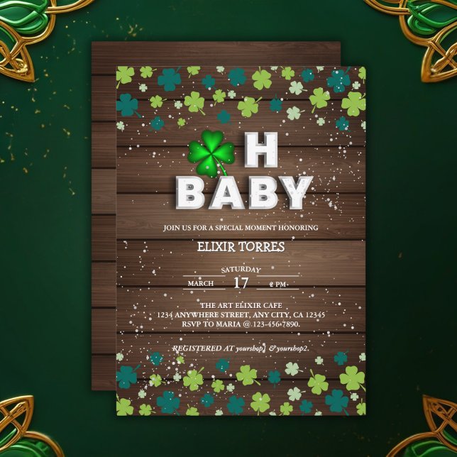 Invitation Rustic Oh Baby St. Patrick's Day Baby shower (Créateur téléchargé)