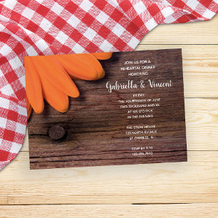 Invitation Rustic Orange Daisy Barn Dîner de répétition Maria