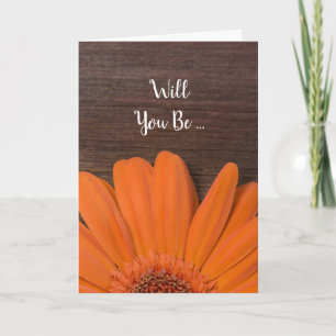 Invitation Rustic Orange Daisy Serez-Vous Ma Serveuse D'Épous