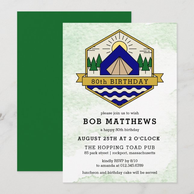 Invitation Rustic Outdoorsman 80e anniversaire de fête Invita (Devant / Derrière)
