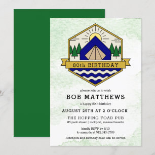Invitation Rustic Outdoorsman 80e anniversaire de fête Invita