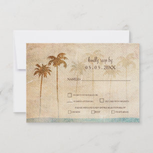 Invitation Rustic Palm Trees Beach Wedding rsvp