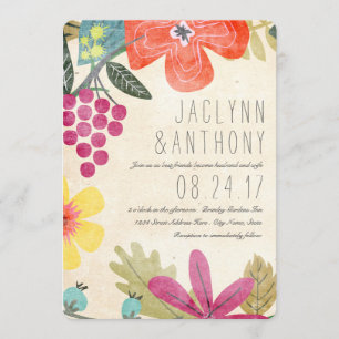Invitation Rustic Paradise Watercolor Vineyard Mariage