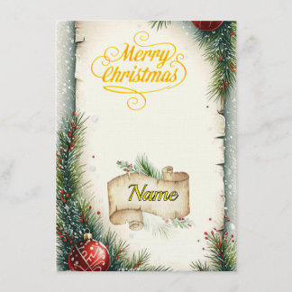 Invitation Rustic Parchment Merry Christmas Holiday Card