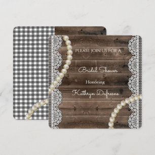 Invitation Rustic Pearls & Lace Bridal Douche
