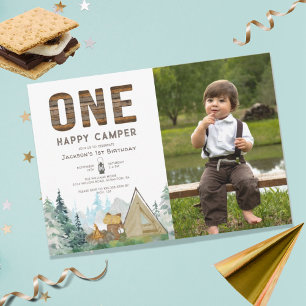 Invitation Rustic Photo Un Joyeux Camper Anniversaire