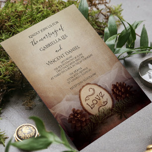 Invitation Rustic Pines Woods Mariage